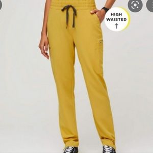 FIGS Women's Yellow High Waisted Yola Skinny Scrub Pants XL